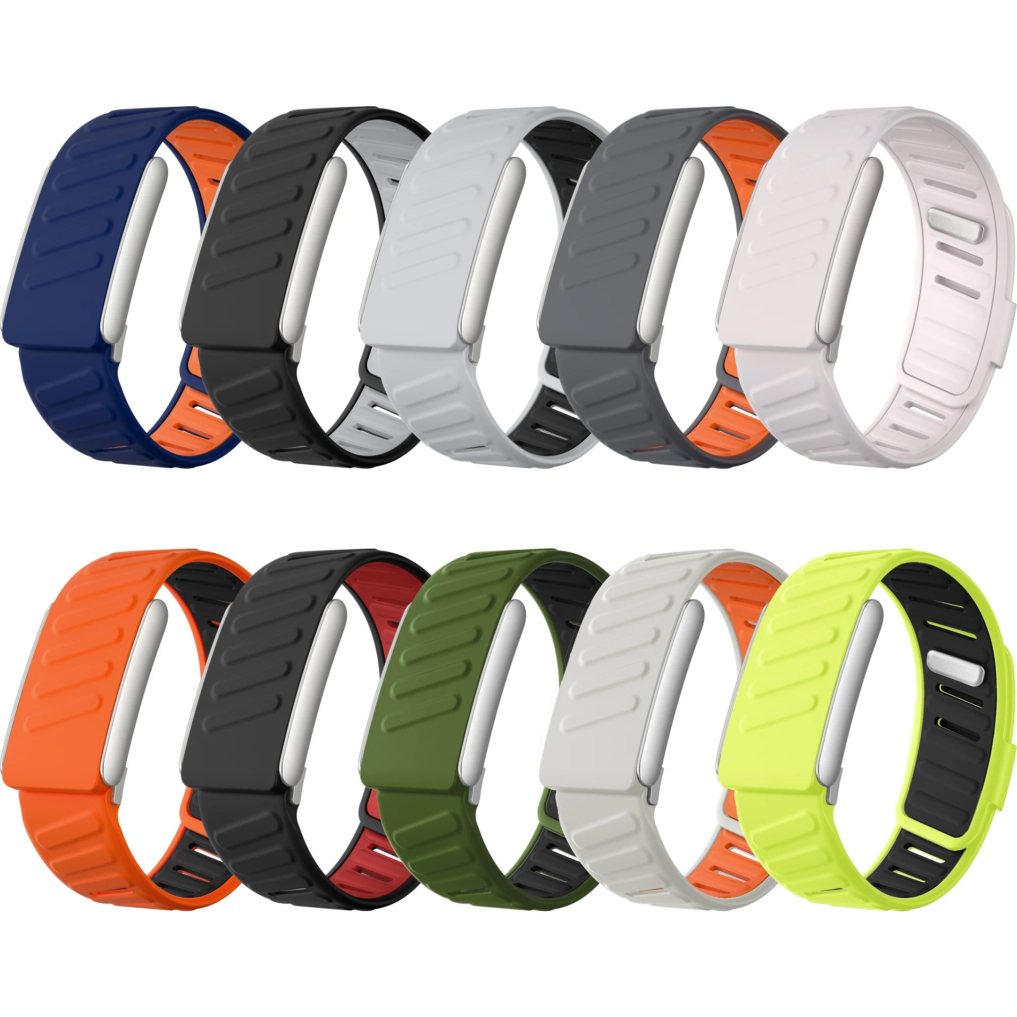 All ten PulseBands colourways laid out side by side